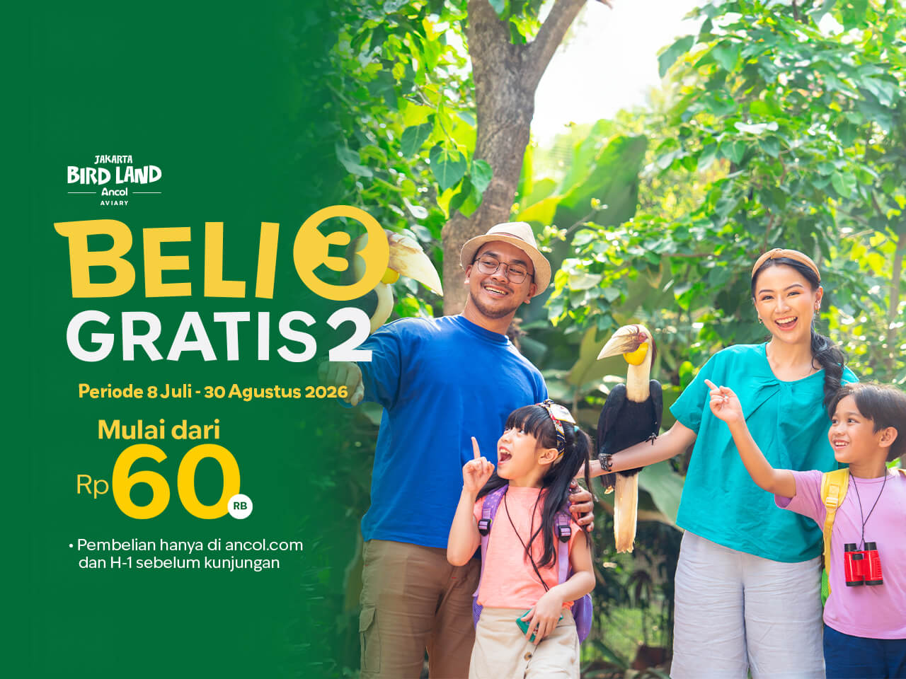 Liburan Hemat di Jakarta Bird Land Ancol 2026: Beli 3 Tiket Gratis 2